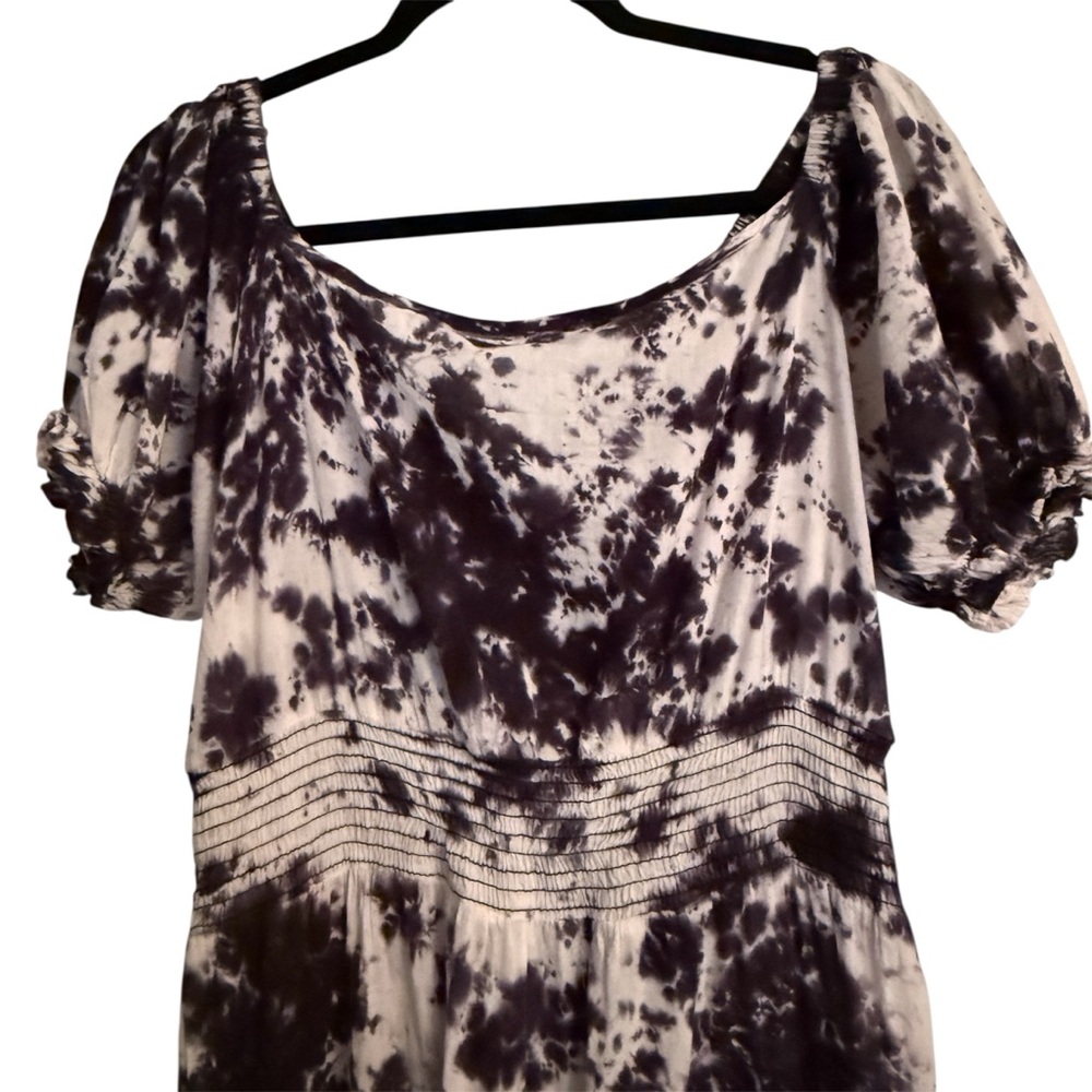 Earthbound TradingCo- 100% Cotton Tie Dye Black and White Maxi Dress- Size Large - Picture 5 of 15